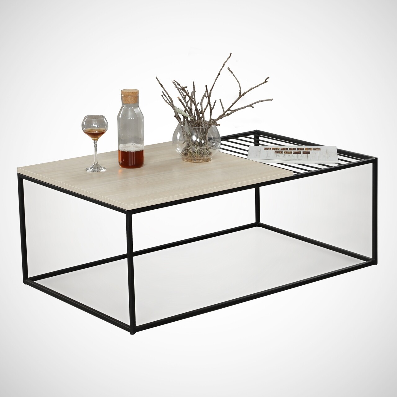 Masuta de cafea Zinus Oak, Comforty, 95x55x43 cm, stejar - imagine 7